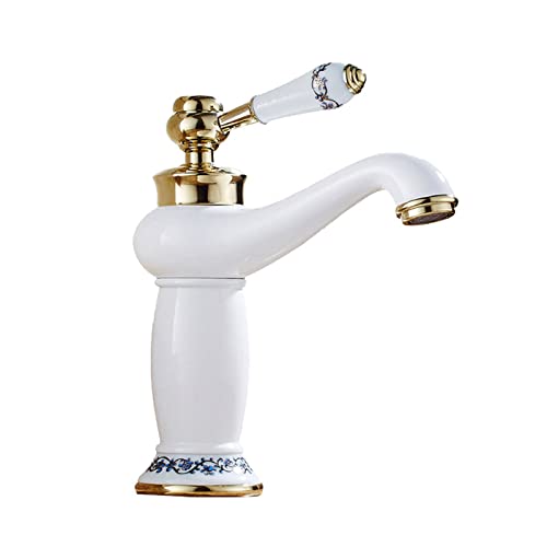 Robinet de lavabo de salle de bain monotrou à poignée unique rétro chic
