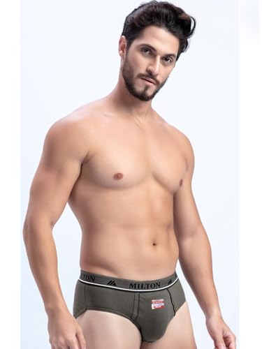 Image of Milton Mens Cotton Solid Outer Elastic Brief | Premium Soft Cotton Underwear | Breathable & Skin-Friendly Briefs with Comfort Fit Waistband | Pack of 1, Color May Vary as per Availability