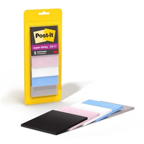 Post-it Super Sticky Notes, 5 blocs, 3 x 3 po, collection Simply Serene