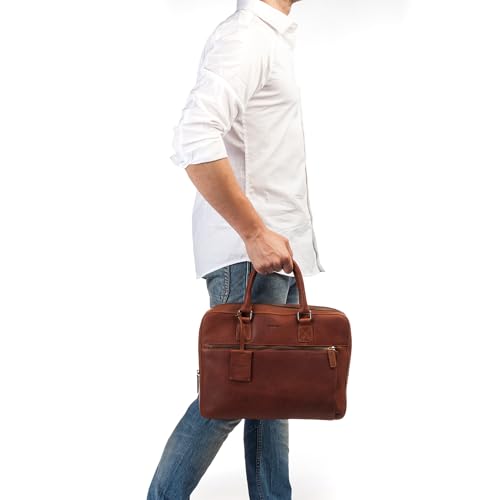 Maletín de piel BURKELY Antique para portátil de 13,3 pulgadas en sofisticado color cognac 7