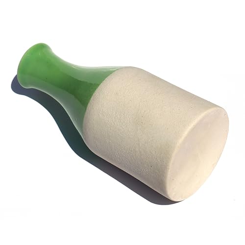 Image of Pure Source India Handcrafted Light Green Ceramic Bottle-Shaped Flower Vase (8 Inches) for Home Decor, Living Room, Gifting, Decorative Small Vase (Flower NOT Included)