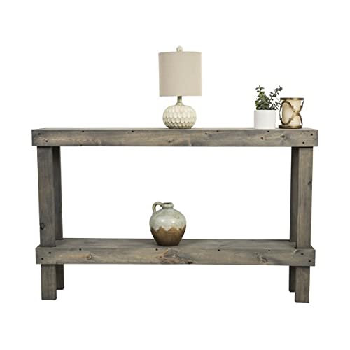Rustic Luxe Large Wooden Sofa Table, Gray