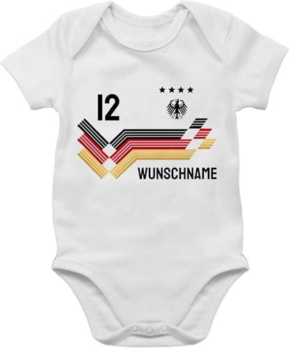 Baby Body Junge Mädchen - 2026 Fussball WM Fanartikel - Trikot mit anpassbarem Namen und Trikotnummer - 12/18 Monate - Weiß - deutschland-fanartikel babybody fußball em german bodys