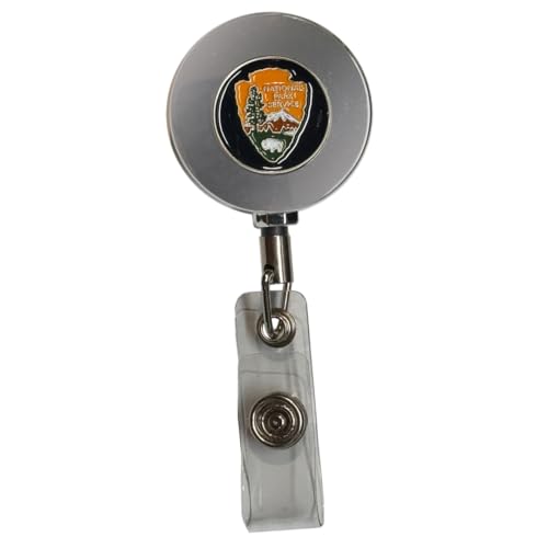 BL18-015 NPS National Park Service Park Ranger Guide Metal ID Reel Retractable Card Holder2