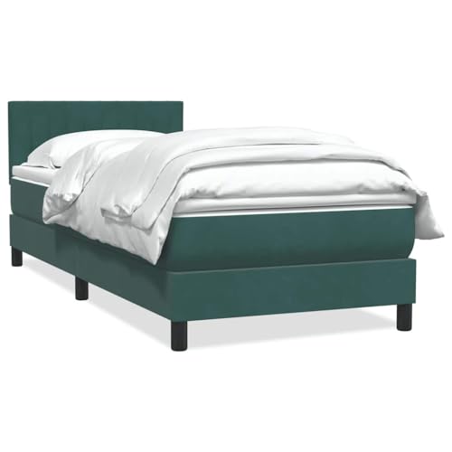 vidaXL Boxspringbett mit Matratze Dunkelgrün 80x220 cm Samt, Bett, Bett mit Stauraum, Möbel Schlafzimmer, Betten, Bett mit Bettkasten