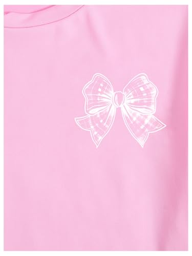 Image of Verdusa Girl's Coquette Bow Top Round Neck Short Sleeve Cute Graphic Tees