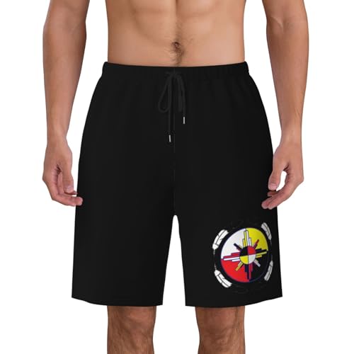 Pantalones Cortos De Playa Nativos Americanos De La Rueda De La Medicina Short Cordón Shorts Comodidad Pantalones Cortos para Verano Playa Senderismo XXL
