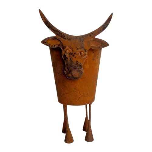 Pot de fleurs de table tête de bétail en fer marron rustique pour bureau - 2