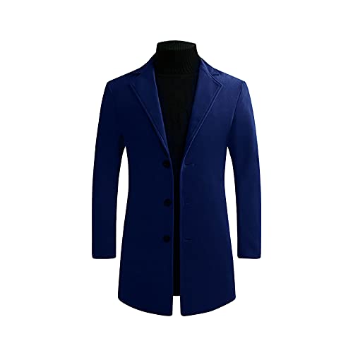 Mens Pea Coat Plus Size Notched Lapel Long Sleeve Blazer Jackets Single Breasted Trench Coats Dressy Work Overcoat2