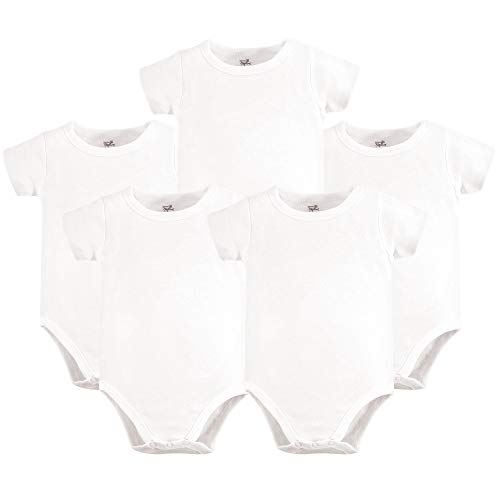 Touched by Nature Unisex Baby Organic Cotton Bodysuits, White Short-Sleeve, 12-18 Months