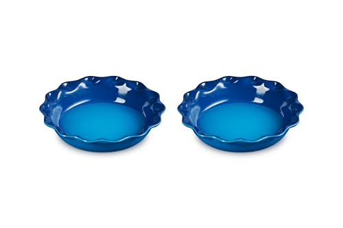 Le Creuset Stoneware Set of 2 Heritage Fluted Pie Dish, 9 inch, Marseille Le Creuset Stoneware Set of 2 Heritage Fluted Pie Dish, 9 inch, Marseille
