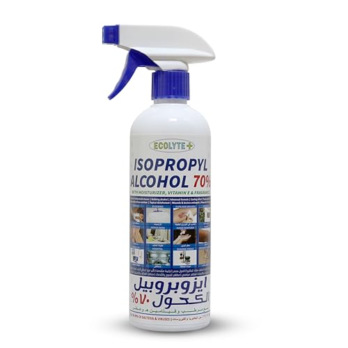 ECOLYTE+ Isopropyl Alcohol 70% With Moisturizer + Vitamin E + Perfume Antiseptic Disinfectant First Aid Multipurpose Formula Hand & Surface Sanitizer Rubbing Alcohol kills 99.9% Germs (500 ml)