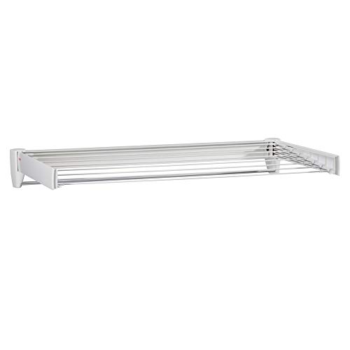 Leifheit 83100 Telefix 100 Wall Mount Retractable Clothes Drying Rack | 8 Drying Rods | White (Renewed)