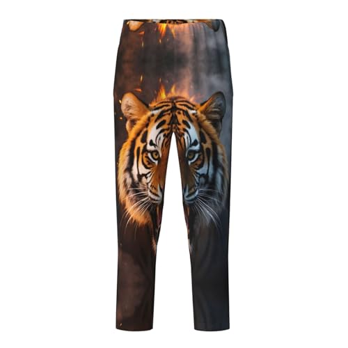 Pajama Pants Pajama Bottoms with Elastic Waistband Sleepwear Lounge PantsAnimal Fire Tiger