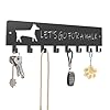 8 Hooks Dog Leash Holder for Wall, Grey Decorative Wall Hooks,11.7×3 Inch Key Holder Wall Mount, Self Adhesive Unique MetalKey Holder for Entryway Living Room Porch Kitchen, Gifts for Dog Lovers