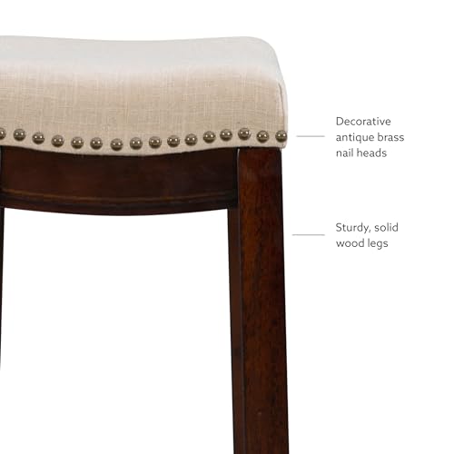 Linon 98326WAL-01-KD Harper Stool Fabric Top thumb #4