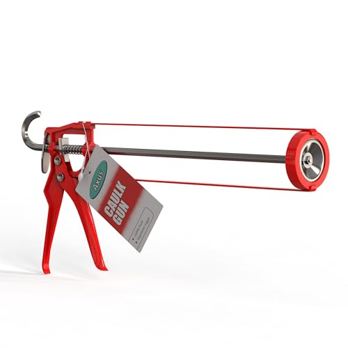 Axus Decor Caulking Gun - for C3/310ml and C4/400ml Cartridges - Heavy Duty Sealant Gun with Ladder Hook and Finger Contoured Grip - for Professional & DIY Enthusiasts Red