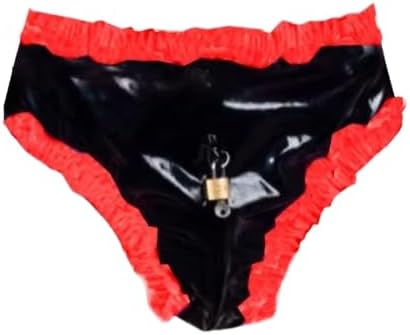 PVC Lockable Briefs Costumes Panty Ruffled Panties Thongs Underwear Cosplay Shorts Women