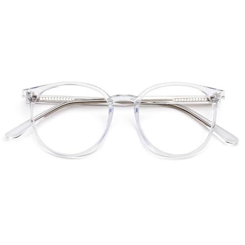 Image of Blue Light Blocking Glasses for Women and Men, Round Frame Computer Gaming Anti Eyestrain & UV Glare RF6213 (Clear)