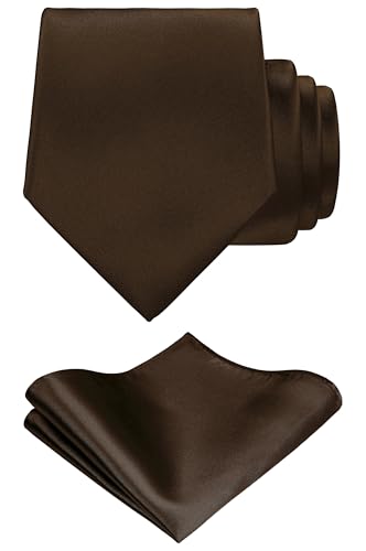 Image of TIE G Solid Satin Woven dyed Color Formal Black Necktie and Pocket Square Sets in Gift Box