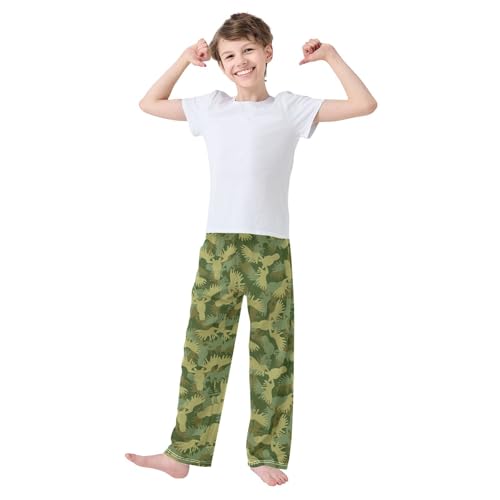 ZZXXB Moose Camouflage Boys Long Pants Soft Trousers Elastic Waist Kids Lounge Bottoms with Pockets S-XL2