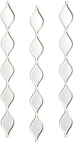 Amyhill Set of 3 Teardrop Mirror Wall Decor 23.6 x 2.7 x 0.2 Inches Rustic Farmhouse Decorative Long Mirror Creative Boho Art Decor for The Living Room Bathroom Bedroom Entryway (White)