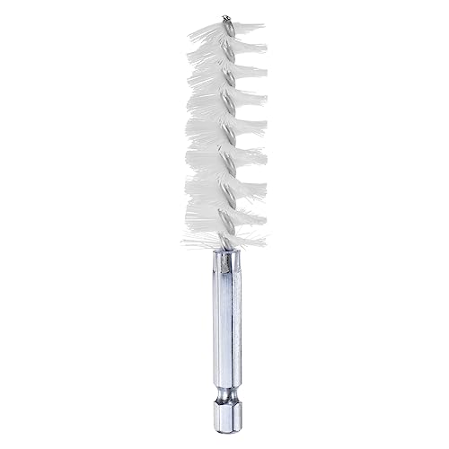 HARFINGTON Nylon Bore Brush 19mm Dia 4" Long Cleaning Twisted Wire Brush with Handle 1/4" Hex Shank for Tubes, Ports, Bearings