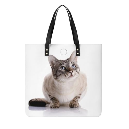 Tote bag pour voyage imprimé chat gras grand sac de plage en toile de coton