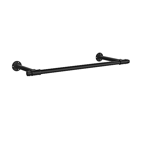 SONGMICS Perchero de Pared, Colgador de Pared, Estilo Industrial, Ahorro de Espacio, 30 x 84 x 7 cm, Carga de 60 kg, Montaje Fácil, Acero, Negro HSR140B01