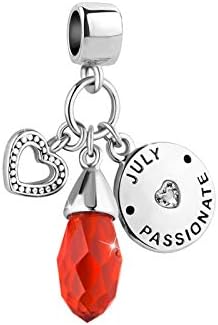 LSxAB Teardrop Jan-Dec Birthstone Heart Love Birthday Charm Compatible with Pandora Bracelets and Necklace