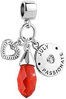 MiniJewelry Women Birthstones Love Heart Dangle Charms for Bracelets with Personality Tags