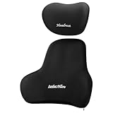 EMSIC 車 腰クッション 低反発 ランバーサポート 車用クッション ネックパッド 背もたれ 折畳み 頚椎サポート枕 腰枕 肌に優しい 通気性 人間工学 3D腰椎サポート 洗えるカバー 長時間運転に 車/オフィス/自宅用 (ブラック)