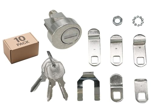 EUHMUOD 10-Pack Mailbox Lock for L-1172C, USPS Mail Box Latch Tool Box Lock, C9100 Letterbox Lock with 3 Keys and C7120 Cam Replacement Accessories, Nickel Finish Latch