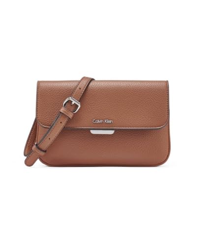Image of Calvin Klein Arya Flap Crossbody, Caramel, One Size