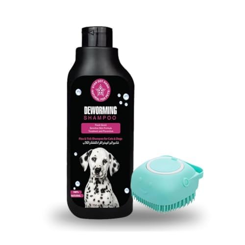 750 ml Pet Deworming Shampoo & Bath Brush for Deep Cleaning - Cat & Dog shampoo for healthy skin & long-lasting freshness| Bath brush with Comfortable Grip to Remove Tangles & Dirt