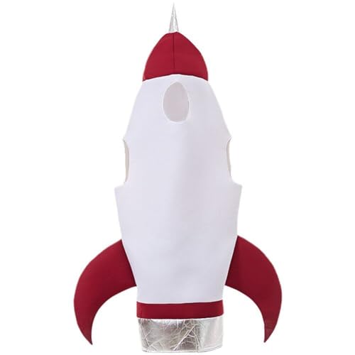 Rocket Costume for Adults, Funny Space Themed Rocket Ship Costumes for Men Women Halloween Cosplay Jumpsuit Outfits