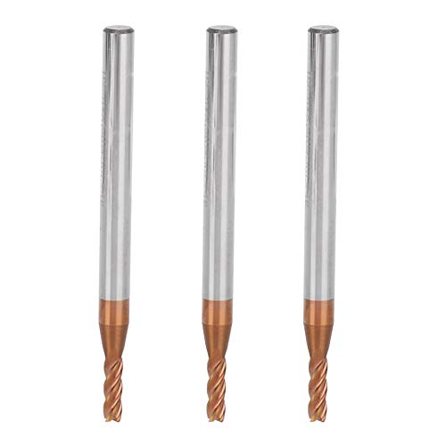 Industrial Cutting Tool for High Speed Applications - 3 Pieces Metal End Mill Router Bits - 4 Flute Micro Tungsten Steel CNC Tool - 2.5 mm Diameter x 50 mm Length