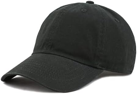 The Hat Depot Kids Washed Low Profile Cotton and Denim Plain Baseball Cap Hat (6-9 yrs, Black)