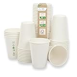 Love Nature Pappbecher Weiß 250 ml 10 oz – Kaffeebecher 50 Stück – Coffee to go Becher - Einwegbecher zum Servieren von Kaffee, Tee, heißen und kalten Getränken