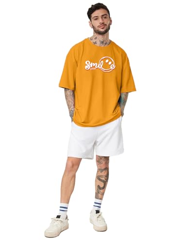 LEOTUDE Men's Cottonblend Oversized Round Neck T-Shirt | T Shirt for Man