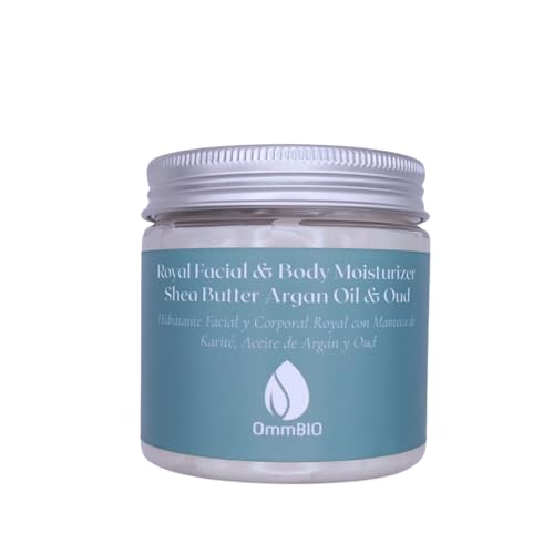 OmmBIO Manteca de Karite pura con Argán y Oud – Hidratación Profunda y Nutrición Intensa para Piel Seca y Agrietada – Body Butter para Cuerpo, Talones y Codos – Shea Butter Natural