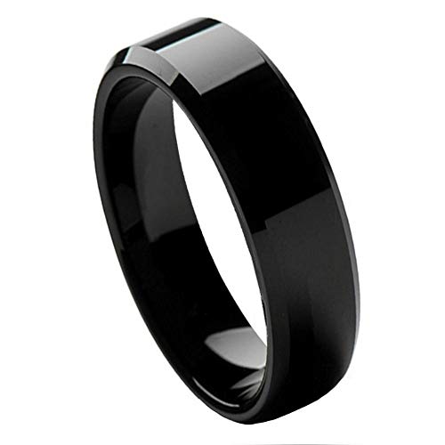 CloseoutWarehouse High Polish Black Ion Plated Tungsten Beveled