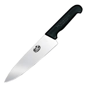 Victorinox Fibrox Pro Chef’s Knife, 8 Inch - Swiss Army Kitchen Knife, High Carbon Stainless Steel Blade, Non-Slip Fibrox Handle, Dishwasher Safe, Black