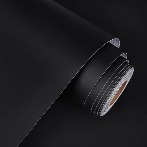 Image of HOME13 Matte Wallpaper Stick and Peel for Bedroom Solid Contact Paper Self Adhesive Wallpaper Peel and Stick Removable Wall Paper (2Feet 216Inches, Matte Black Wallpaper)