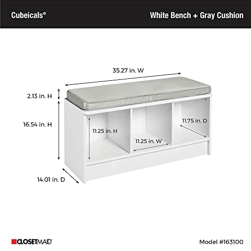 ClosetMaid 1631 Cubeicals 3-Cube Storage Bench, White with Gray Cushion by ClosetMaid - Image 7