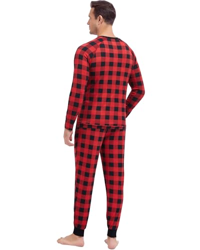 Image of NACHILA Mens Pajamas Set Long Sleeve Henley Sleepwear Top Soft Jogger Pants Pajamas Cool Pjs Set,Viscose Made from Bamboo