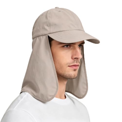 Image of Solaris Outdoor Fishing Hat with Ear Neck Flap Cover Wide Brim Sun Protection Safari Cap for Men Women Hunting, Hiking, Camping, Boating & Outdoor Adventures