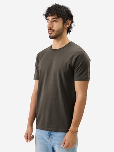 Image of The Souled Store Supima: Men and Boys Short Sleeves Round Neck Solid Premium Basic Casual Lightweight Easy to Style Everyday Streetwear Trendy Supima T-Shirt