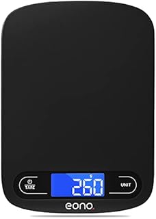 Amazon Brand - Eono Digital Kitchen Scale, Premium Food Kitchen Scales Weight Grams and Oz for Baking and Cooking 5KG - Black