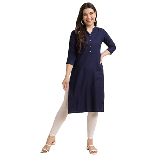 Image of Fabclub Women's Rayon Solid Plain Straight Kurti